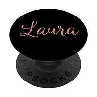 Laura Personalized Blush Pink and Black Custom Name PopSockets PopGrip: Swappable Grip for Phones & Tablets