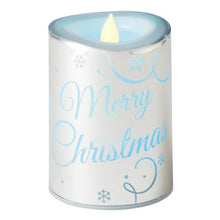 Load image into Gallery viewer, 4.5&quot; Color Changing LED Lighted Flameless Silver &quot;Merry Christmas&quot; Candle
