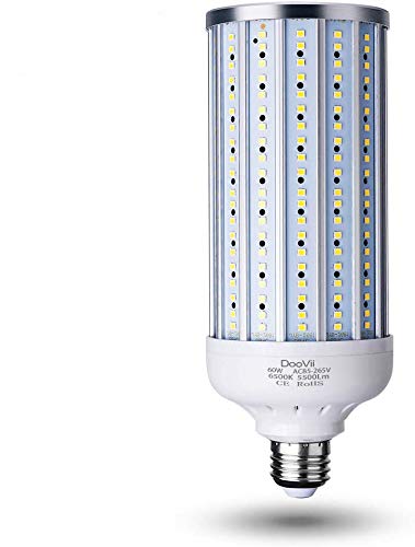 60 Watt LED Corn Light Bulb(500W Equivalent),5500 Lumen 6000K,Cool Daylight White LED Street and Area Light,E26/E27 Medium Base,for Outdoor Garage Factory Warehouse High Bay Barn Backyard and More