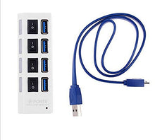 Load image into Gallery viewer, 4-Port USB 3.0 Hub with Separate Four Ports Compact Lightweight Power Adapter Hub for iMac Pro, MacBook Air, Mac Mini/Pro, Surface Pro, Notebook PC, Laptop, USB Flash Drives, and Mobile HDD (White)
