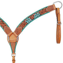 Load image into Gallery viewer, Rafter T Ranch Company BC914A Cactus Turq Buckstitch Breastcollar
