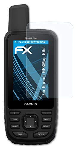 atFoliX Screen Protection Film Compatible with Garmin GPSMap 66st Screen Protector, Ultra-Clear FX Protective Film (3X)