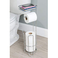 Load image into Gallery viewer, iDesign Classico Free Standing Toilet Paper Holder with Shelf for Bathroom - Chrome

