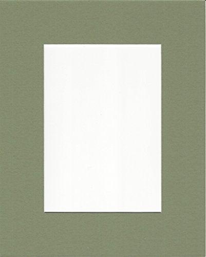 Pack of 5 12x16 Moss Green Picture Mats with White Core, for 8x12 Pictures