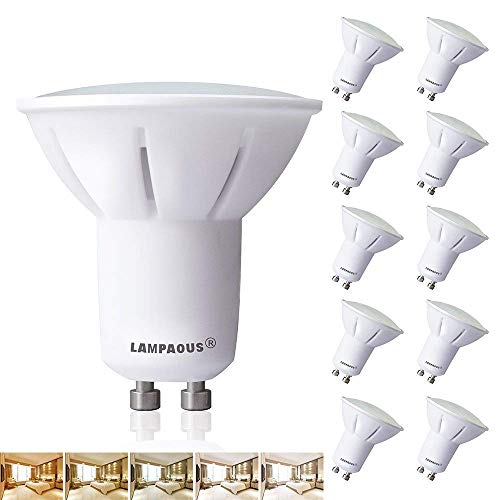 LAMPAOUS GU10 LED Bulbs Dimmable 5W Smart Light Bulb Via Remote Control,50W Halogen Lamp Equi,2700k to 6500k Daylight Color Adjustable,GU10 Base Night Light Wall Light Indoor Lighting,10 Bulbs Pack