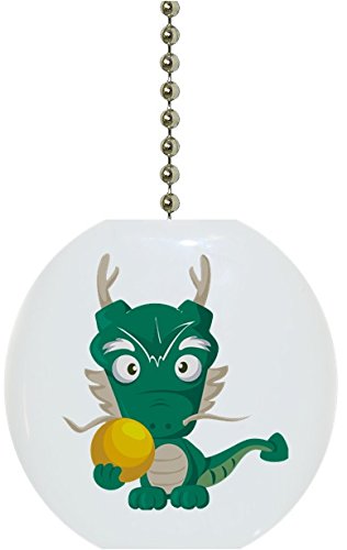 Kids Green Dragon Solid Ceramic Fan Pull