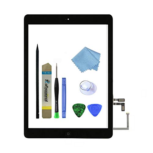 Zentop for Black IPad Air 1st Generation Touch Screen Digitizer Glass Replacement Modle A1474 A1475 A1476 with Home Button,Camera Holder,Preinstalled Adhesive,Toolkit.