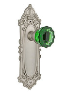 Nostalgic Warehouse 722674 Victorian Plate Single Dummy Crystal Emerald Glass Door Knob in Satin Nickel