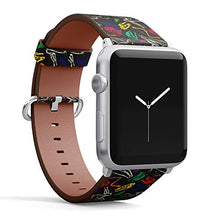 Load image into Gallery viewer, S-Type iWatch Leather Strap Printing Wristbands for Apple Watch 4/3/2/1 Sport Series (42mm) - Pop Art Colorful Dinosaurs Fossil Pattern
