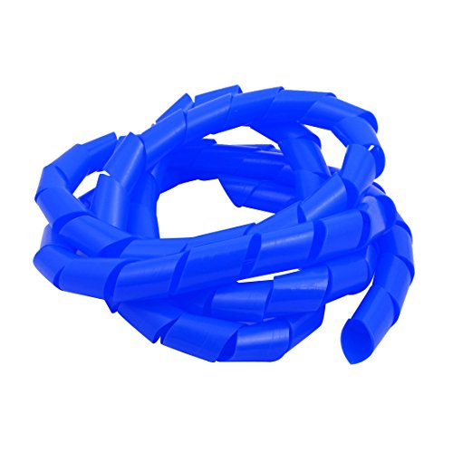 Aexit 25mm Dia Electrical equipment Flexible Spiral Tube Cable Wire Wrap Computer Manage Cord Blue 3Meter Length