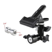 Load image into Gallery viewer, Andoer Photo Studio Heavy Duty Metal Clamp Clip Holder with 5/8&quot; Light Stand Attachment 1/4&quot; to 3/8&quot; Screw Mount Swivel Adapter for Clamping Reflector Photo Studio Reflector
