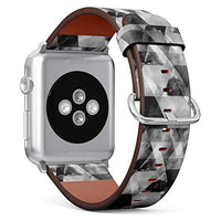 S-Type iWatch Leather Strap Printing Wristbands for Apple Watch 4/3/2/1 Sport Series (38mm) - Watercolor Triangles Modern Raster Pattern