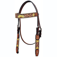 Load image into Gallery viewer, Rafter T Ranch Company bb3694 Sunflower Tooled browband Headstall

