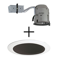 Load image into Gallery viewer, Juno Lighting TC1R &amp; 14B-WH Combo 4-Inch TC rated Remodel Recessed Housing with Black Baffle, White Trim Ring
