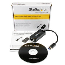 Load image into Gallery viewer, StarTech.com USB 3.0 to Gigabit Ethernet Adapter NIC with USB Port, Black (USB31000SPTB) Color: Black Size: USB 3.0 w/pass through port Portable Consumer Electronics Home Gadget
