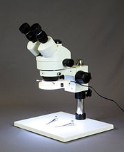 Load image into Gallery viewer, Vision Scientific VS-1AFZ-IFR07-5N Simul-Focal Trinocular Zoom Stereo Microscope,10x WF Eyepiece,3.5x-90x Magnification,0.5X&amp;2X Auxiliary Lens, Pillar Stand W/Large Base,5.0MP Digital Eyepiece Camera

