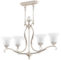 Quorum 6572-4-70 Leaf, Flower, Fruit Four Light Island Pendant from Flora Collection Finish, 37.50 inches, Persian White