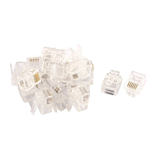 uxcell 20pcs RJ12 6P6C Modular Network Crimping Ethernet Cord Wire Adapter Connector