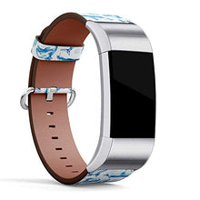 Load image into Gallery viewer, Replacement Leather Strap Printing Wristbands Compatible with Fitbit Charge 3 / Charge 3 SE - Watercolor dplphins Pattern
