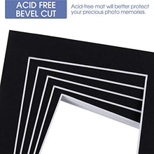 Load image into Gallery viewer, Golden State Art Pack of 25, Acid-Free Black Pre-Cut 8x10 Picture Mat for 5x7 Photo with White Core Bevel Cut Frame Mattes
