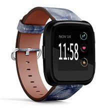 Load image into Gallery viewer, Q-Beans Watchband, Compatible with Fitbit Versa, Versa 2, Versa Lite - Replacement Leather Band Bracelet Strap Wristband Accessory // Blue Worn Denim Jeans Pattern
