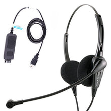 Load image into Gallery viewer, Economic Call Center Binaural headsets with Microphone for Computer with Plug N Play USB Headset Volume Control for MS Lync, Skype, Cisco Jabber, Avaya One-x Agent.
