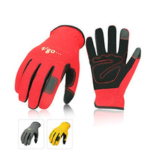 Load image into Gallery viewer, Vgo 3 Pairs Nubuck Synthetic Leather Work Gloves (Size M,Red &amp; Grey &amp; Yellow,Nb7581)
