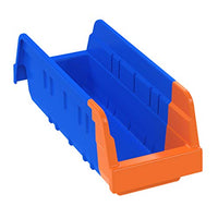 Akro-Mils 36442 Indicator Inventory Control Double Hopper Plastic Kanban Shelf Bin, 11-5/8-Inch x 4-1/4-Inch x 4-Inch, Blue/Orange, (24-Pack)