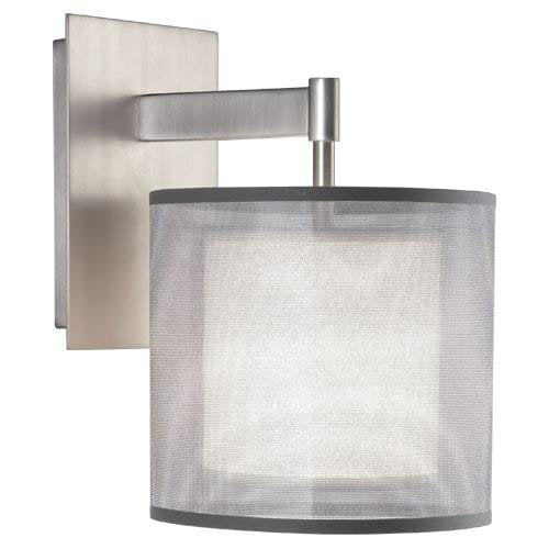 Robert Abbey S2192 Sconces with Silver Transparent Exterior and Ascot White Fabric Interior Shades, Stainless Steel Finish