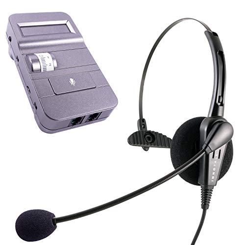 Headset System Plus Package - Business Phone Headset + Headset Amplifier - Noise Cancel, Volume Control and Lot Features