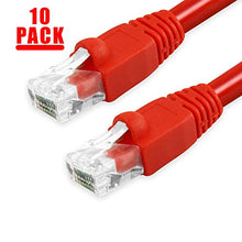 Load image into Gallery viewer, GRANDMAX CAT6A 7&#39; FT RED RJ45, 550MHz, UTP Ethernet Network Patch Cable Snagless/Molded Bubble Boot, 10 Pack
