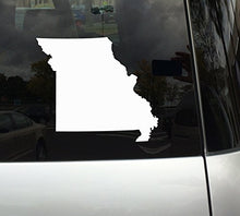 Load image into Gallery viewer, Applicable Pun Missouri State Shape - The Show Me State - White Vinyl Decal Sticker for Car, MacBook, Laptop, Tablet and More (8 Inch)
