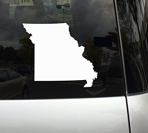 Applicable Pun Missouri State Shape - The Show Me State - White Vinyl Decal Sticker for Car, MacBook, Laptop, Tablet and More (8 Inch)