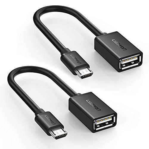UGREEN Micro USB to USB, Micro USB 2.0 OTG Cable 2 Pack On The Go Adapter Micro USB Male to USB Female for Samsung S7 S6 Edge S4 S3, LG G4, DJI Spark Mavic Remote Controller, Android Tablets (Black)