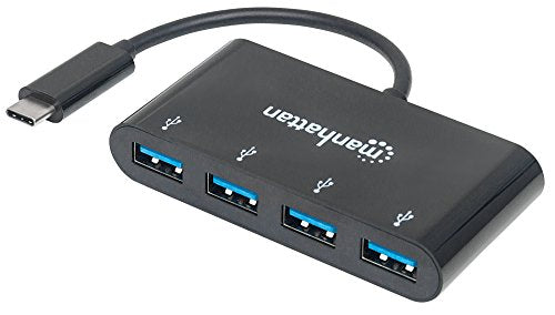 Manhattan 4-Port USB 3.0 Hub  with 5 Gbps Data Transfer, 1A Mobile Device Charging, 8 inch Cable  Compatible with PC, MacBook, Mac Pro, Mac mini, iMac, Surface Pro, Flash Drive - 162746