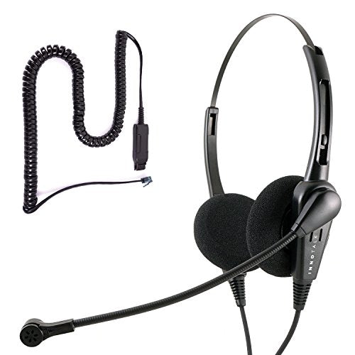 Headset Compatible with Avaya IP 1608, 1616, 9601, 9608, 9610, 9611, 9611G - Office Economic Binaural Noise Cancel Phone Headset