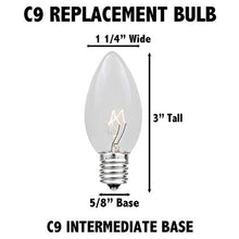 Load image into Gallery viewer, Novelty Lights 25 Pack C9 Ceramic Outdoor Christmas Replacement Bulbs, Multi, E17/C9 Intermediate Base, 7 Watt
