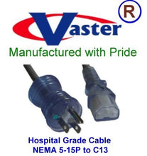 Load image into Gallery viewer, SuperEcable - Hospital Grade Cable NEMA 5-15P to C13  UL 16 Awg  10 Ft
