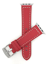 Load image into Gallery viewer, Bandini Replacement Watch Band for Apple Watch 38mm / 40mm Red, Racer, White Stitching, Leather, Fits Series 6, 5, 4, 3, 2, 1
