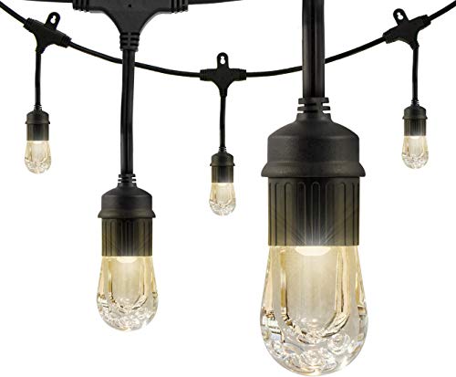 Enbrighten Classic LED Cafe String Lights, Black, 18 Foot Length, 9 Impact Resistant Lifetime Bulbs, Premium, Shatterproof, Weatherproof, Indoor/Outdoor, Commercial Grade, UL Listed, 33307
