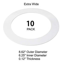 Load image into Gallery viewer, 10 Pack White Plastic Trim Ring for 8&quot; Inch Recessed Can Down Light Oversized Lighting Fixture
