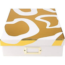Load image into Gallery viewer, Cynthia Rowley Document Storage Box - Gold and White Abstract
