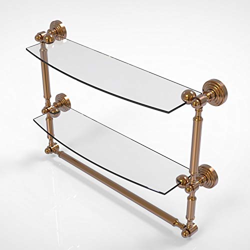 Allied Brass WP-34TB/18 Waverly Place Collection 18 Inch Two Tiered Integrated Towel Bar Glass Shelf, Brushed Bronze