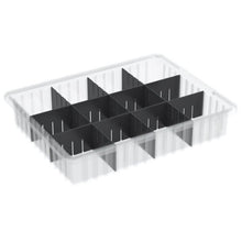 Load image into Gallery viewer, Akro-Mils 33164 16-1/2-Inch L by 10-7/8-Inch W by 4-Inch H Akro-Grid Slotted Divider Plastic Tote Box, Clear, 12-Pack
