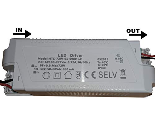 Lussuoso Lighting 2 Pack 72W LED Dimmable Transformer, AC100-277Vac,0.72A,50/60Hz LED Driver Power Supply Transformer Adapter