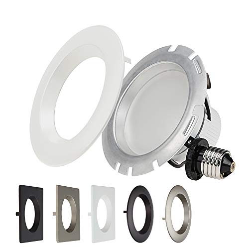 TORCHSTAR 4 Inch Dimmable Recessed LED Downlight, 10W (75W Equiv.), White Trim Attached, Trim Interchangeable, for All Furnishing Styles, 2700K Soft White, ETL-listed, 5 Years Warranty