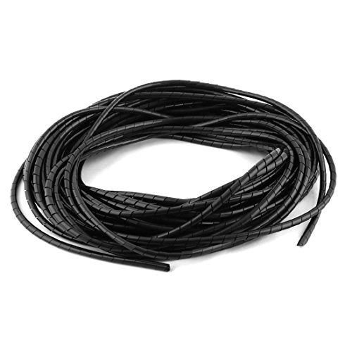 Aexit Manage Cable Cord Management Polyethylene Spiral Wrap 6mm Outside Diameter 20m Cable Sleeves Long Black