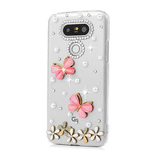Load image into Gallery viewer, STENES LG Stylo 3 Case - Stylish - 100+ Bling Crystal - 3D Handmade Butterfly Flowers Floral Design Protective Case for LG Stylo 3 /LG Stylo 3 Plus/LG Stylus 3 /LG LS777 - Pink
