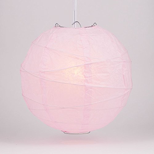Cultural Intrigue Luna Bazaar Premium Paper Lantern Lamp Shade (14-Inch, Free-Style Ribbed, Bambina Pink) - Chinese/Japanese Hanging Decoration - for Parties, Weddings, and Homes