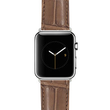 Load image into Gallery viewer, Bandini Replacement Watch Band for Apple Watch 42mm/44mm, Tan, Mens&#39;, Crocodile Style, Leather, Stainless Steel Buckle, Fits Series 6, 5, 4, 3, 2, 1
